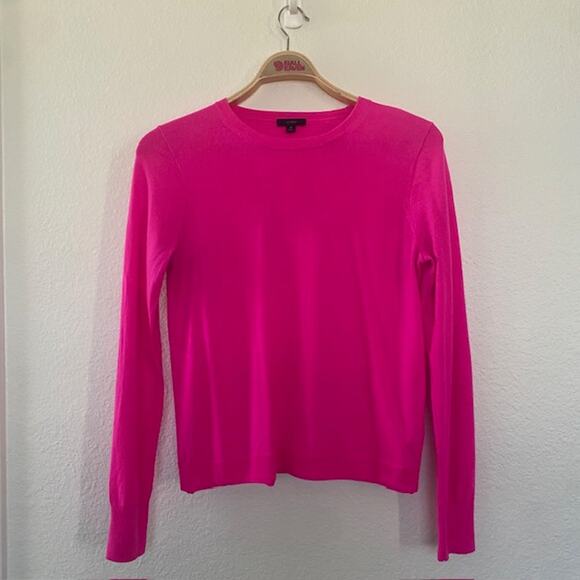 J. Crew Merino Wool Hot Pink Pullover Sweater Long Sleeve Soft Women's Medium - Picture 8 of 8